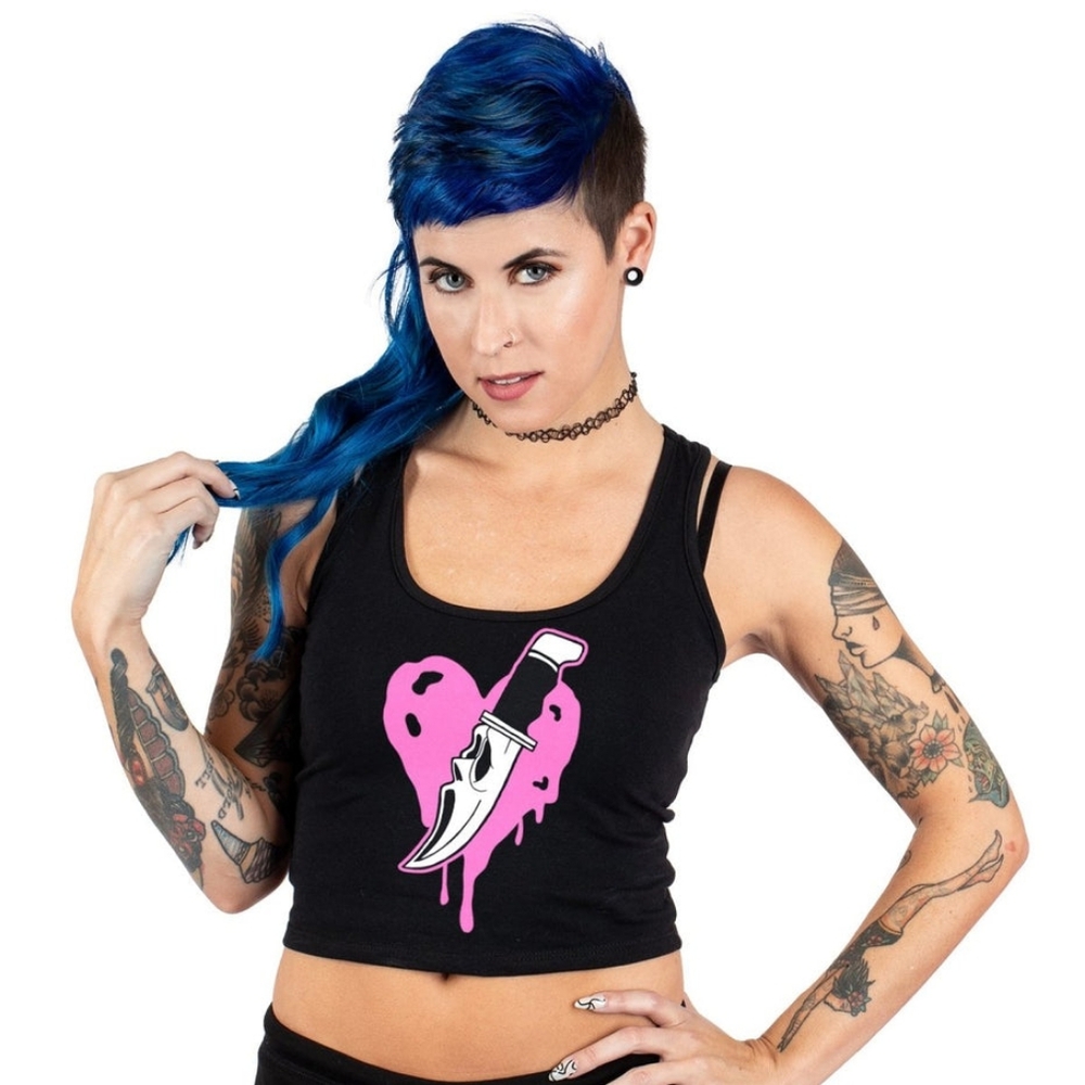 Too Fast Scream Heart Cropped Tank Top NWT L